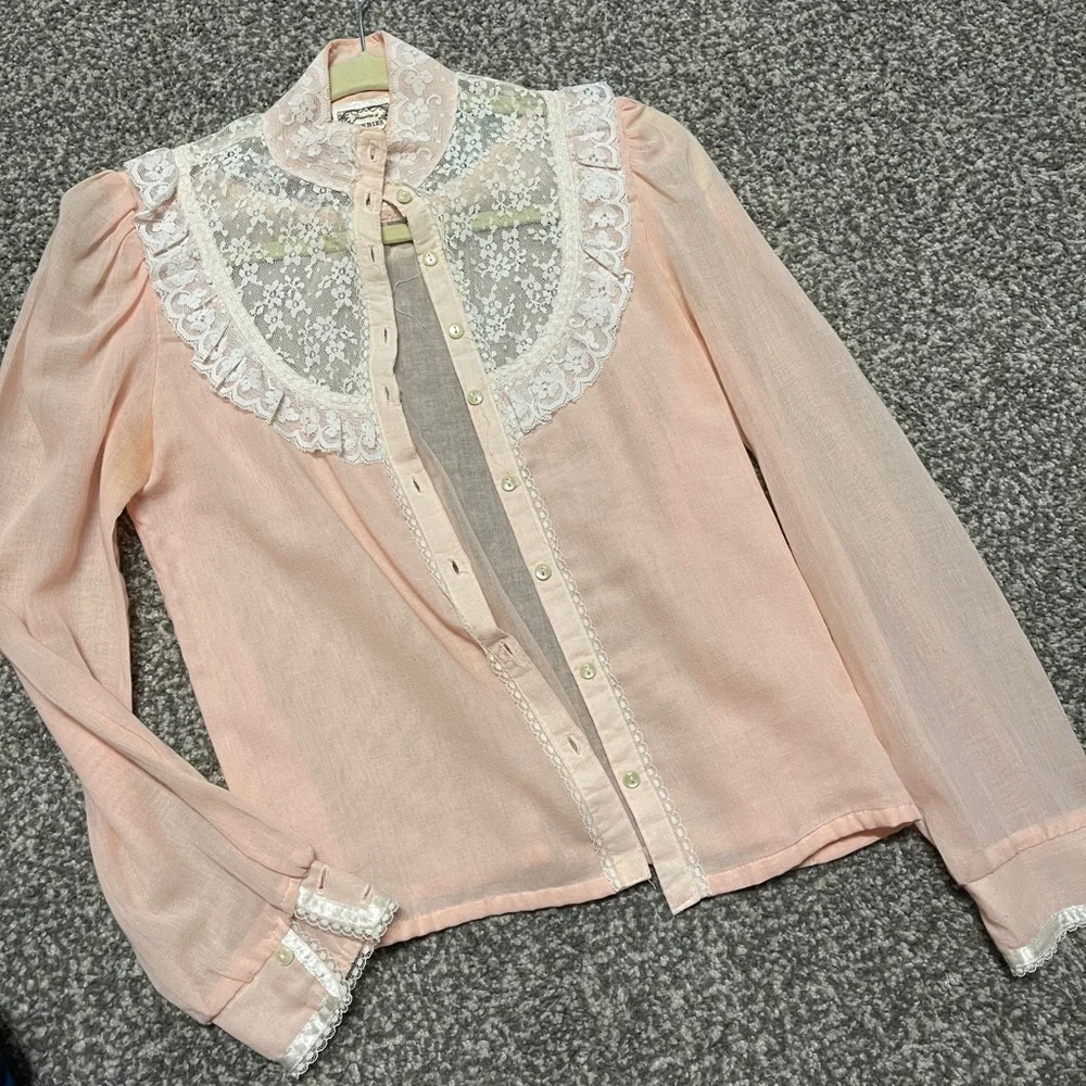Gunne Sax Blouse Peach - Picture 1 of 4
